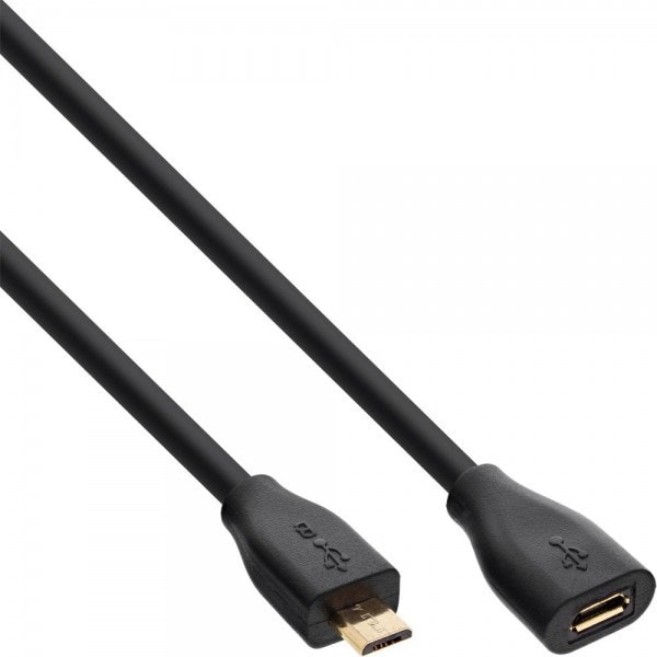 Rallonge InLine® Micro-USB, USB 2.0 Micro-B M / F, noir / or, 1,5 m INLINE  71675 Pas Cher 