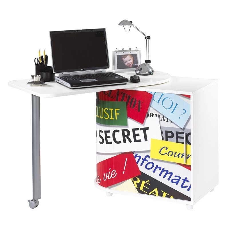 Bureau plateau pivotant et rangement à rideau - SLIDE n°2 ...