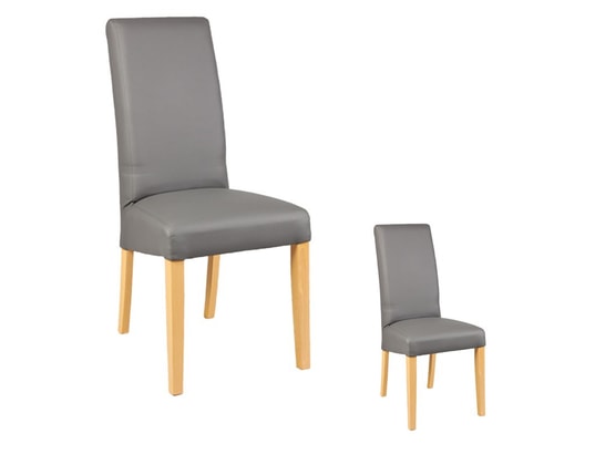 TOUSMESMEUBLES Duo de chaises Similicuir Gris KUBAN L 47 x l 52 x H 97 9441_9370 TOUSMESMEUBLES Duo de chaises Similicuir Gris KUBAN L 47 x l 52 x H 97 9441_9370