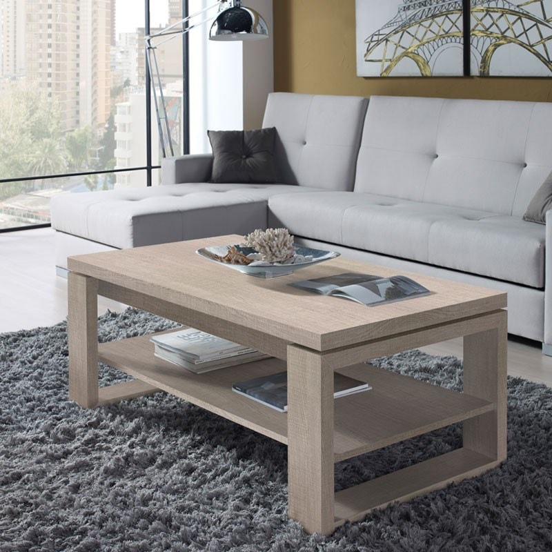 Table basse chêne clair relevable REENA L 110 x l 60 x H 44/58 TOUSMESMEUBLES 2217_5068 Pas