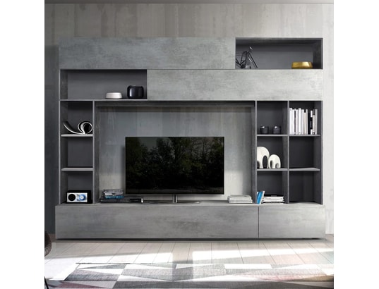 nouvomeuble meuble tv mural design gris effet beton perdita enstv120070