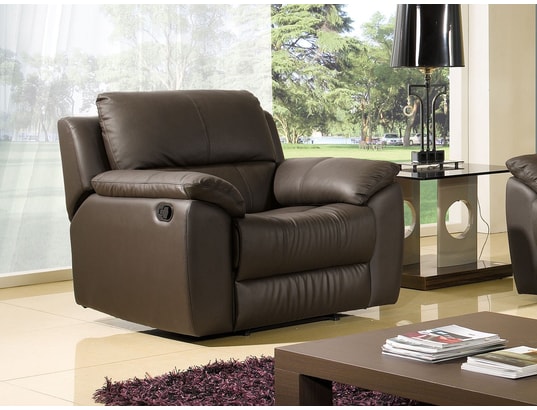 Fauteuil Relaxation En Cuir Grain Semi Epais Giorgina Marron La