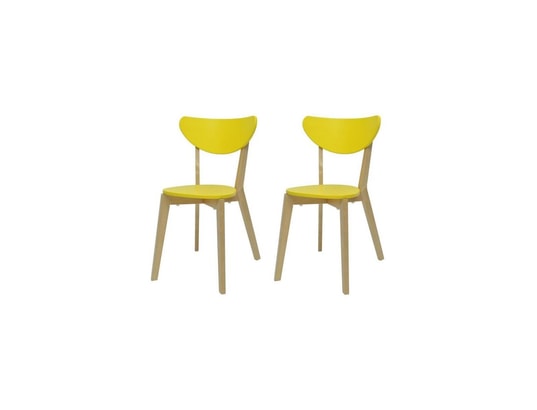 Smiley Lot De 2 Chaises De Salle A Manger En Bois Coloris Bois