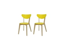 L 37,5 x P 39,5 cm Scandinave SMILEY Lot de 2 chaises de salle a manger en bois coloris bois naturel et blanc