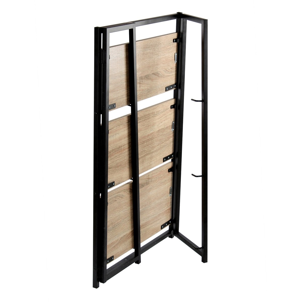 Bibliothèque Métallique Pliable 3 niveaux à Roulettes - Noir