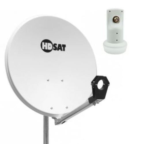 Kit Installation Satellite 60cm LNB Quad Aluminium - Réception TNT Full HD 3D 4K UHD Astra Hotbird Avec 8 Fiches Or