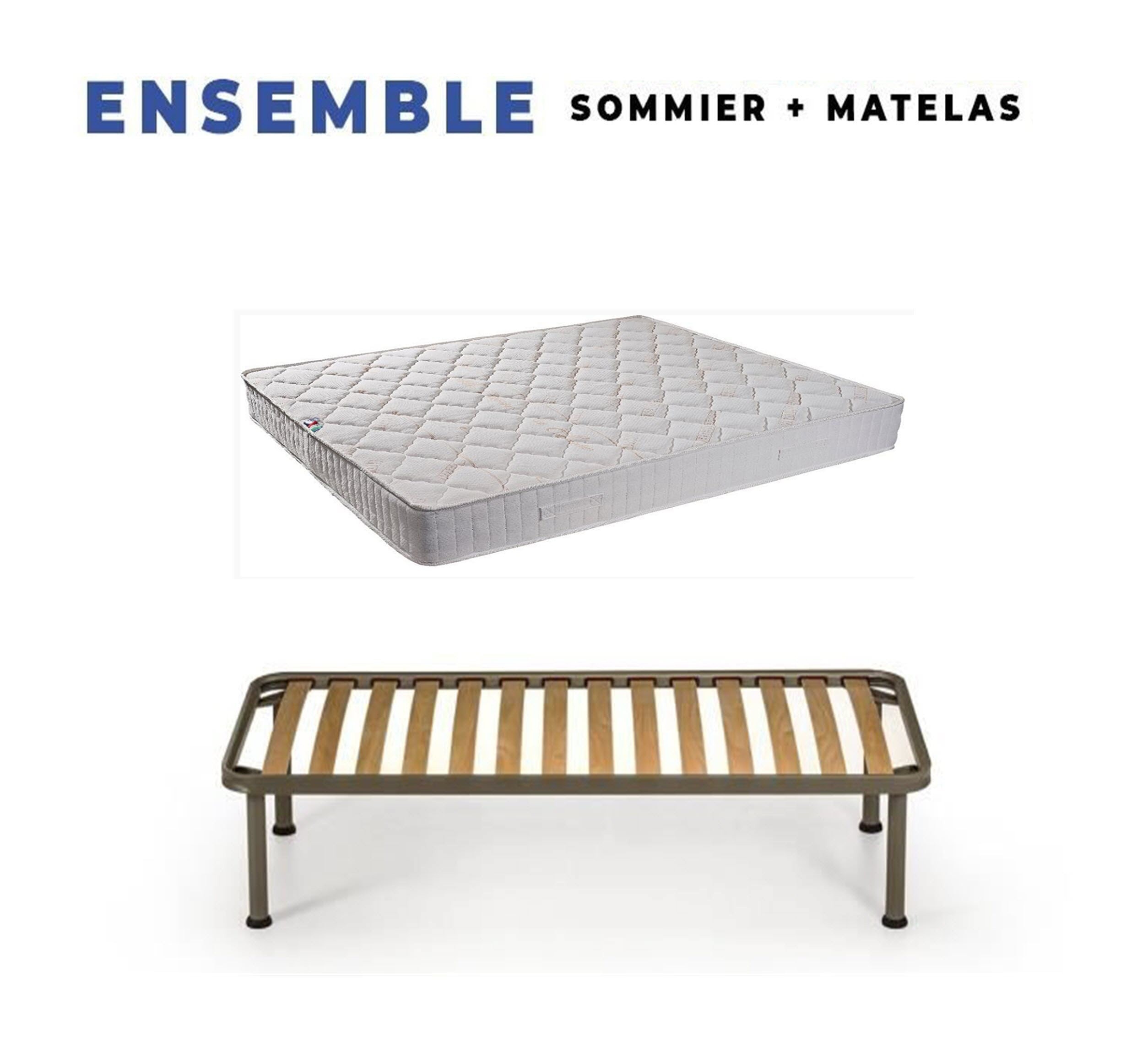 Matelas Et Sommier 90x190 Madere - Newkit - Soutien Ferme - Sommier Démonté  - Gris à Prix Carrefour