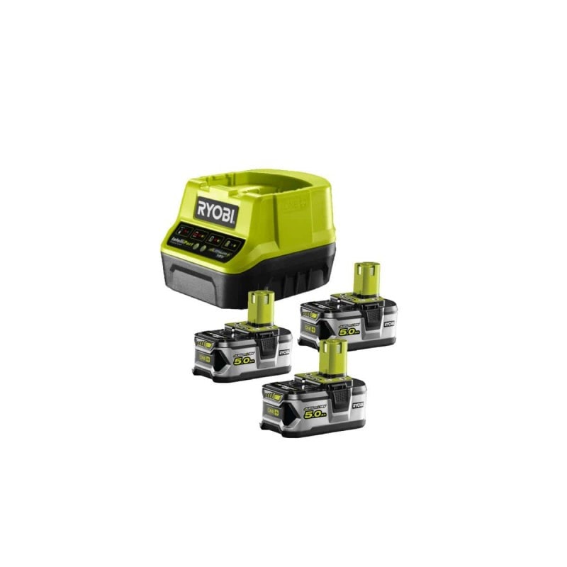 Pack 2 batteries lithium+ 18V - 5,0 Ah et 1 chargeur ultra rapide 5,0 A -  RYOBI - RC18150-250G - Cdiscount Bricolage