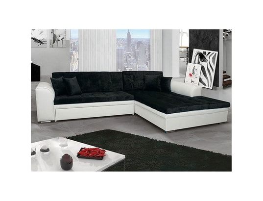 Canape D Angle Convertible Noir Et Blanc Mila 3 Sofamobili Ma