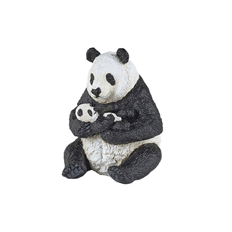 Figurine : Panda assis et son bébé PAPO Pas Cher 