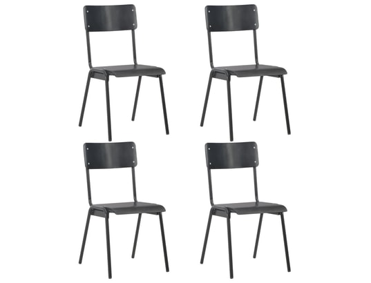 ICAVERNE Icaverne Chaises de salle à manger Admirable 4 pcs Chaises à dîner Noir Contreplaqué solide et acier ICAV280089 ICAVERNE Icaverne Chaises de salle à manger Admirable 4 pcs Chaises à dîner Noir Contreplaqué solide et acier ICAV280089
