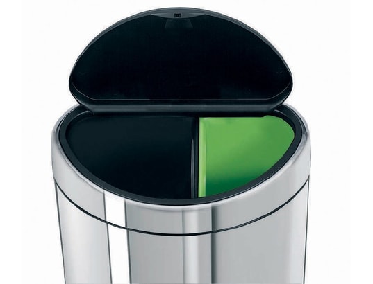 Poubelle 40 litres Brabantia Touch Bin, ovale, inox brillant sur