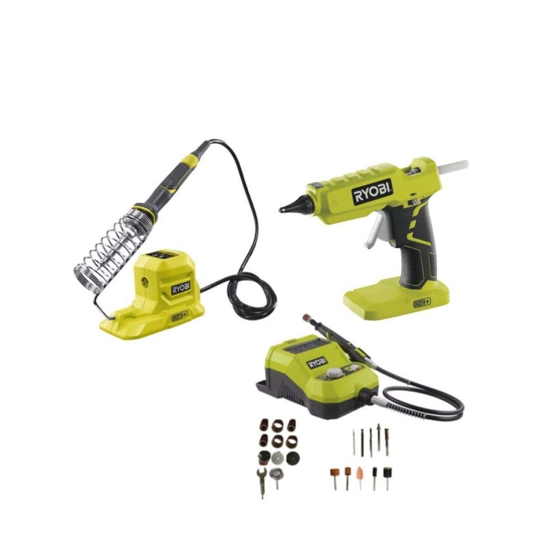 Fer à Souder Sans Fil Ryobi 18V - 480°C Max - Variateur Température - Livré Avec 2 Pannes Et Fil à Souder 100g