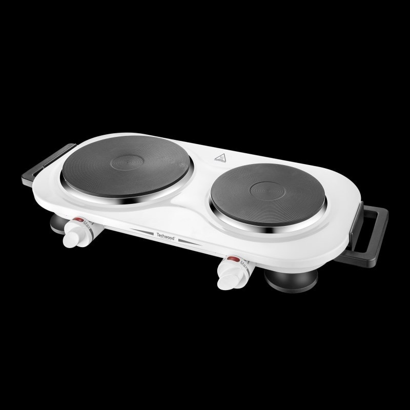 Double plaque de cuisson électrique en inox 2500W blanc TECHWOOD