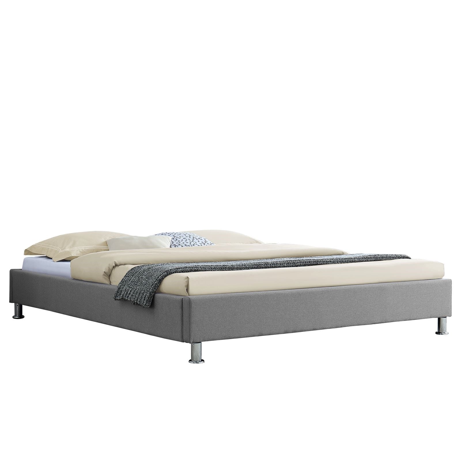 Lit double pour adulte PINOT avec sommier 140x190 cm 2 places 2 personnes,  tête de lit avec LED intégrées, en synthétique blanc IDIMEX Pas Cher 