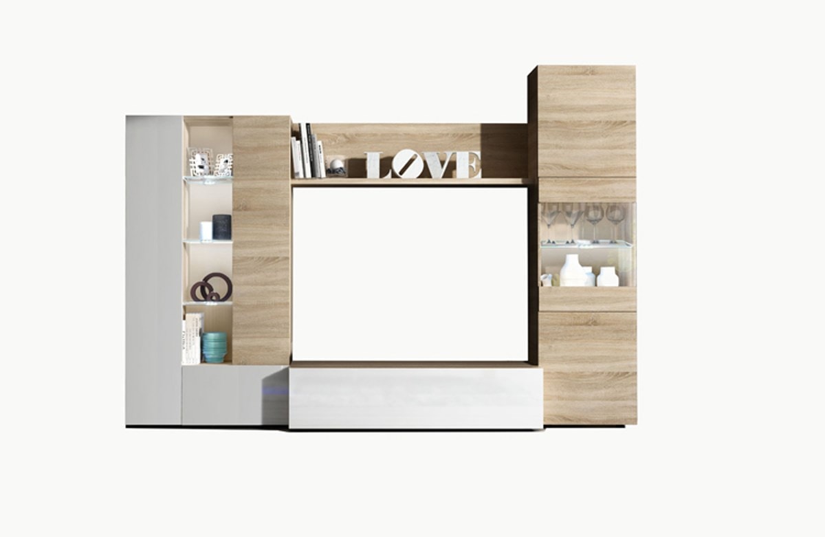 Bureau avec étagère intégrée coloris blanc artic / chêne canadien