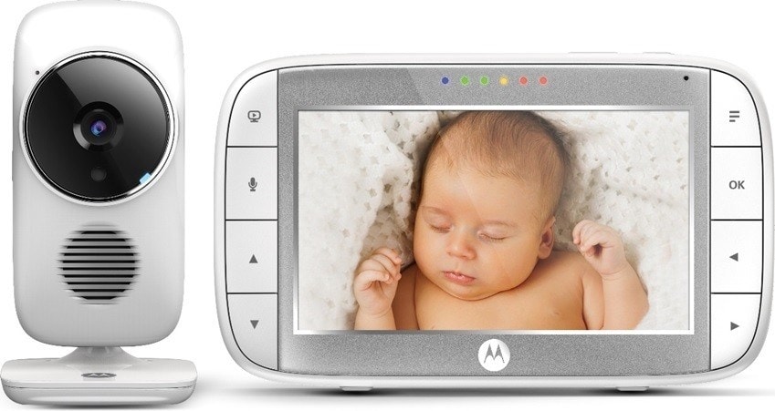 vision nocturne et capteur de la température ambiante Babyphone vidéo avec grand écran 5.0 éco mode Motorola MBP 48 couleur blanc 