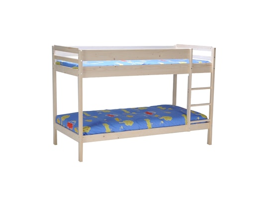 Lit Superposé Brice 90x190 Cm Blanc - Weber Industries | Avec 2 Sommiers | Épicéa Robuste