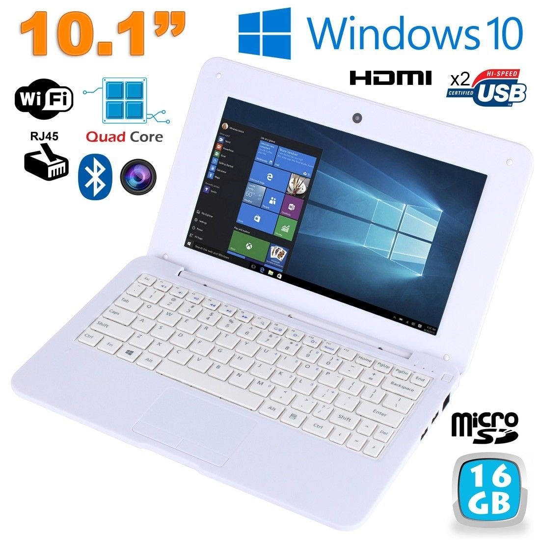 Intel - 10,1 Pouces Windows 10 Ordinateur Portable Mini ordinateur netbook  avec webcam - PC Portable - Rue du Commerce