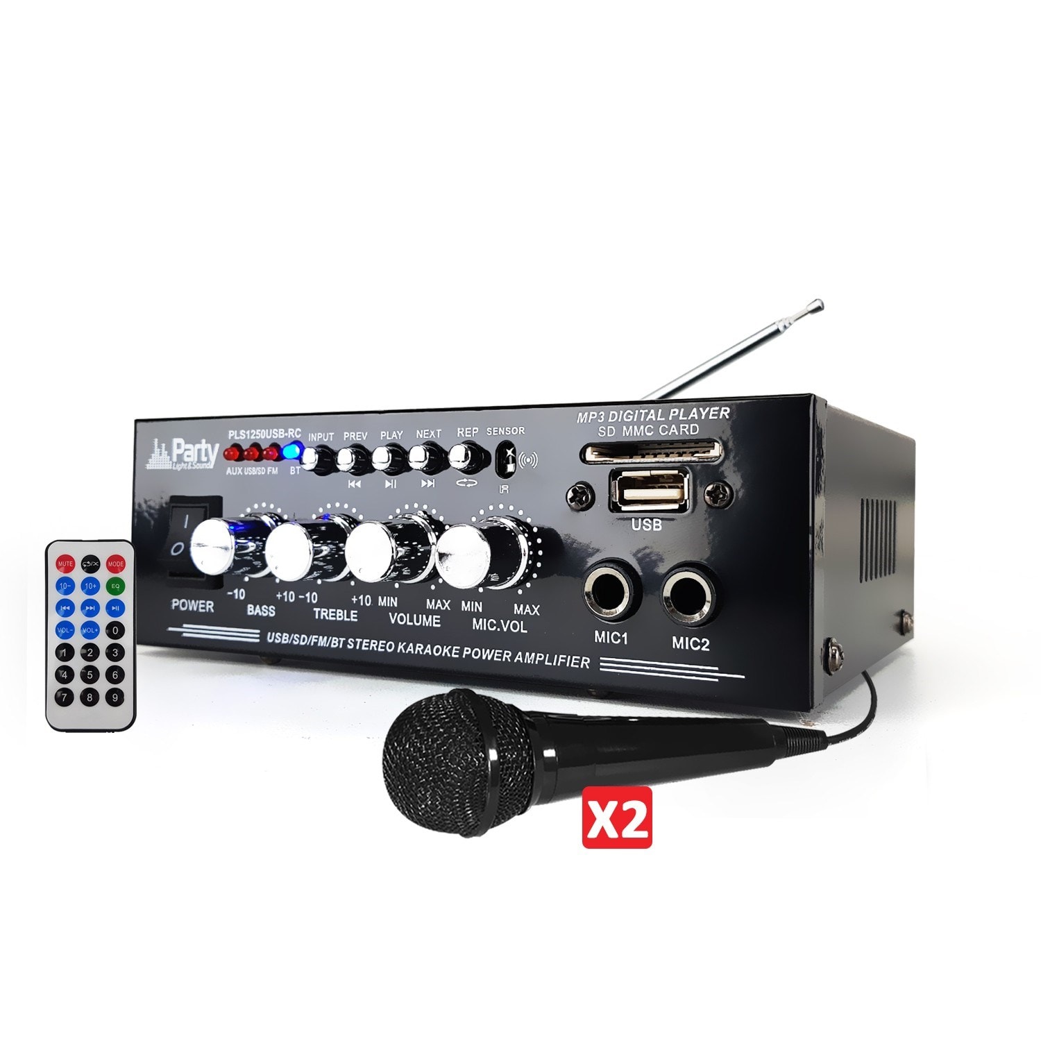 Amplificateur karaoke 50W - USB/BLUETOOTH/SD/FM + Télécommande + 2  Microphones IBIZA SOUND