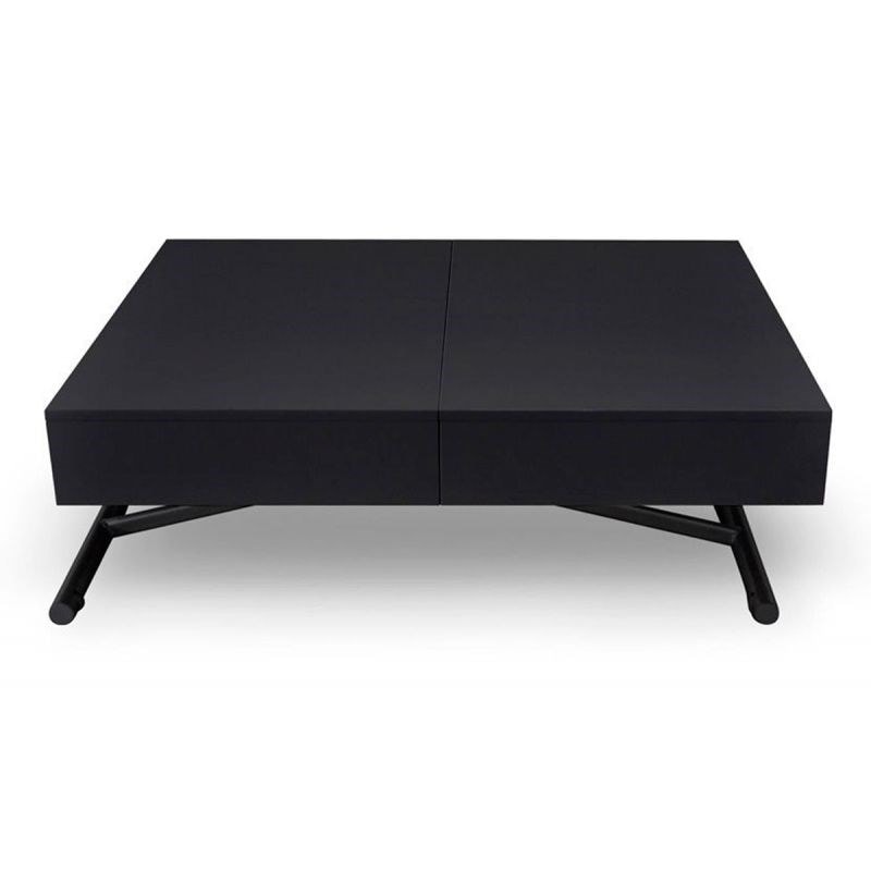 Table de Chevet Vicky 50cm Blanc & Tiroirs Noirs