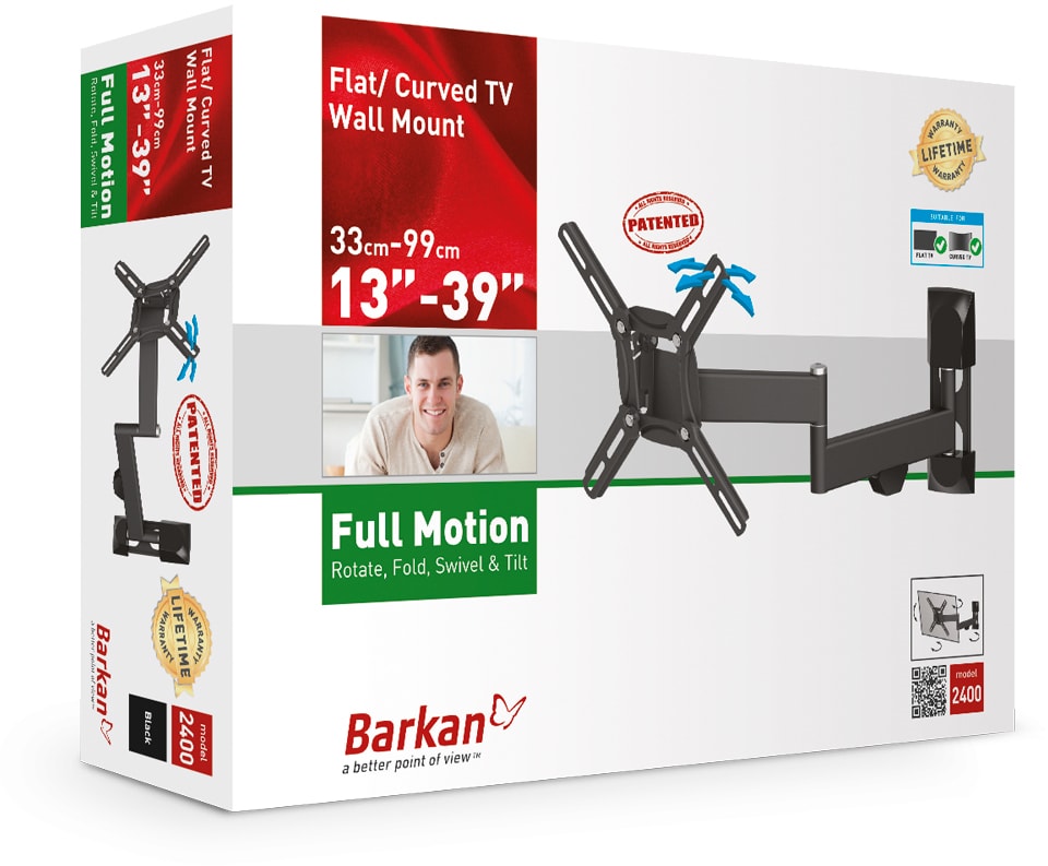 Support Mural TV, Support TV Orientable et Inclinable pour téléviseur de  13-39 Pouces LED LCD