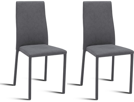 Chaise DOMINO Lot de 2 chaises PU vintage anthracite Pas Chaise DOMINO Lot de 2 chaises PU vintage anthracite Pas