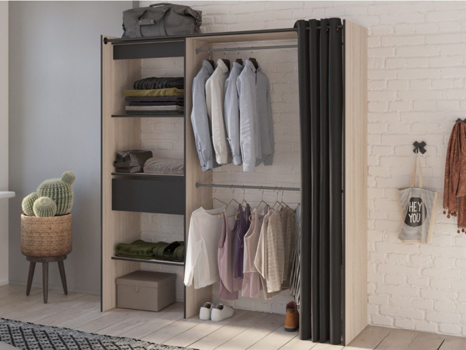 Dressing extensible industriel KYLIAN L114/168cm Chêne et