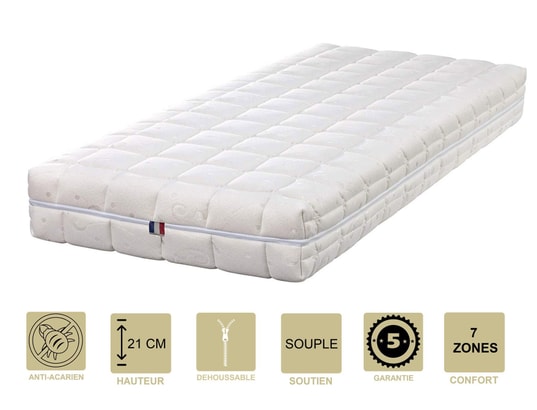 Matelas 140x190 Soutien Très Ferme Déhoussable Housse Lavable À 30