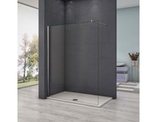Paroi de douche 120x200cm 8mm verre trempé anticalcaire barre de fixation 90cm