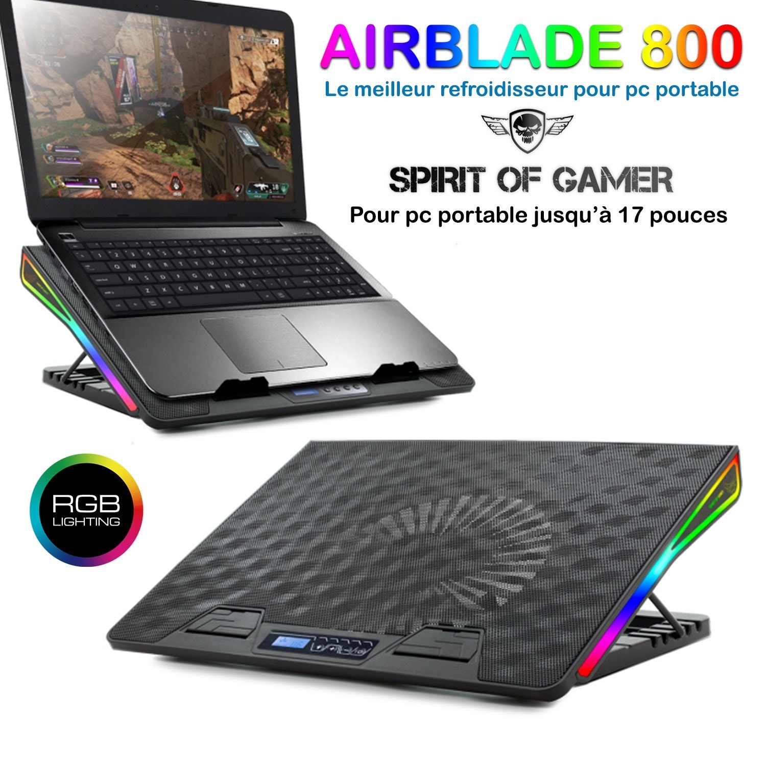 Refroidisseur PC portable jusqu'à 17 Spirit of gamer AirBlade 800