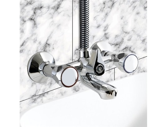 PLYTFM Ensemble de Robinet de Douche de Bain dor/é bross/é fix/é au Mur de 8avec mitigeur de Douche /à Effet Pluie /à poign/ée Unique