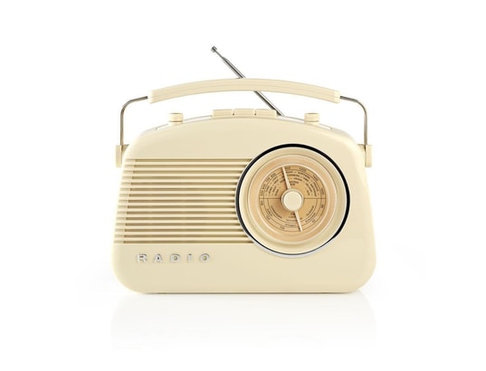 Poste radio fm 4,5 w poignée de transport ivoire style vintage retro 60's  NEDIS RDFM5000BG