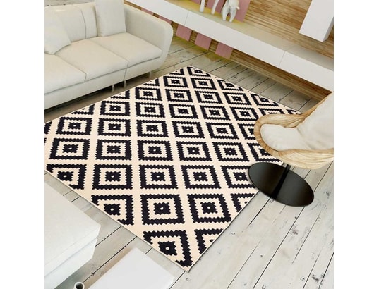 Tapis De Salon Tendance Scandinave Af Roma Creme Noir 120 X 170