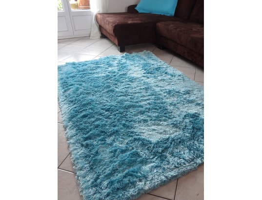 Tapis Salon Shaggy Fin Bleu 240 X 340 Cm Tapis Longues Meches Par