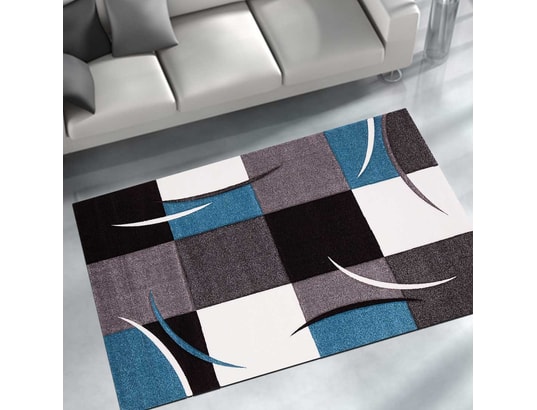 Tapis Salon Moderne De Createur Diamond Comma Blanc Noir Gris 60