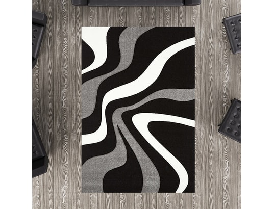 Tapis Design Pour Le Salon Diamond Vagues Blanc Noir Gris