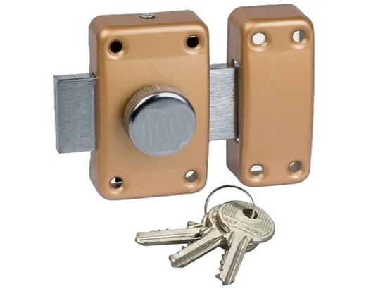 Verrou de sécurité à bouton pour porte de 40 mm d/'epaisseur maxi 3 clés fournie
