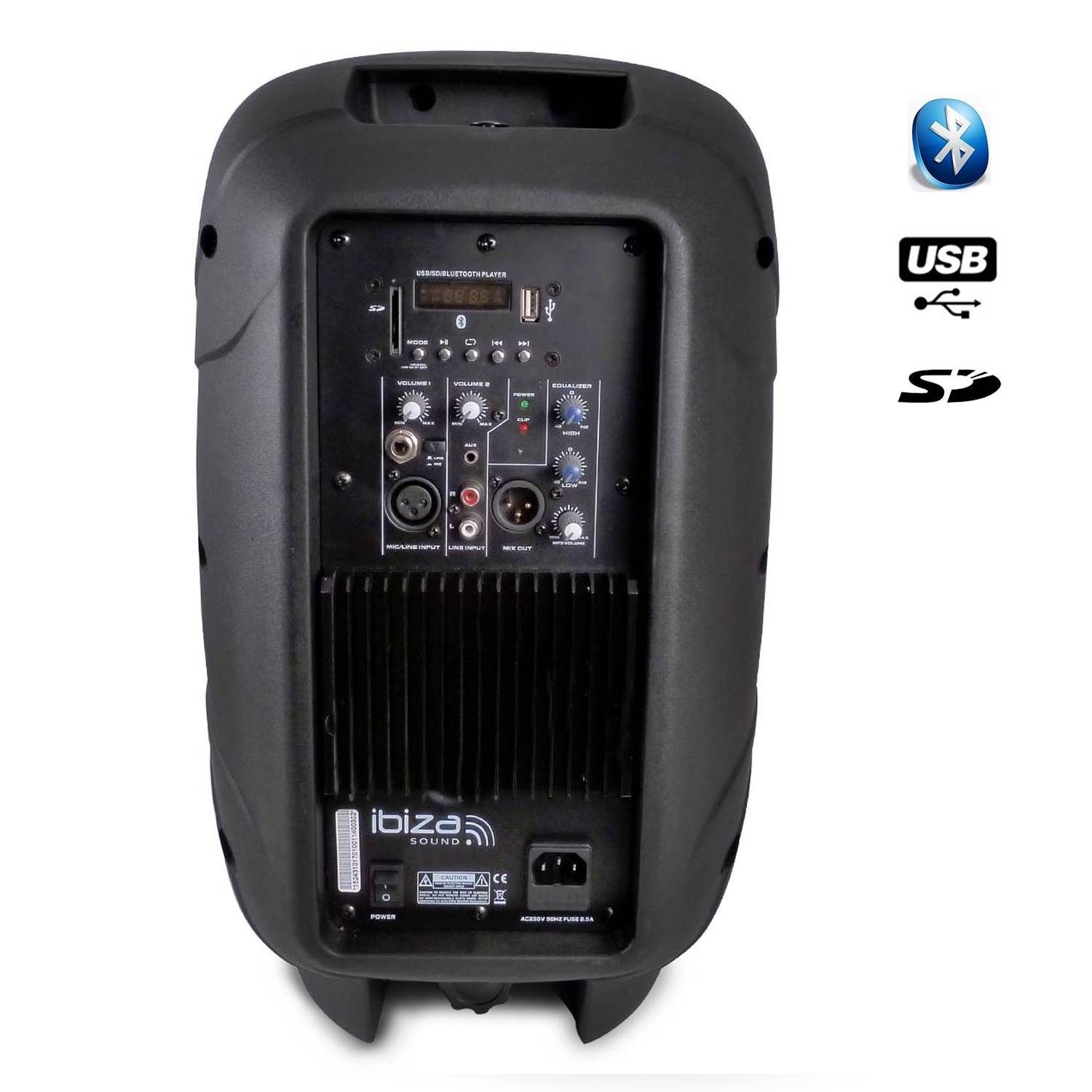 Ibiza - SLK12A-BT - Enceinte Active Plug & Play de 12”/30cm, 700W avec  amplificateur intégré - Bluetooth, USB, SD et AUX - Noir