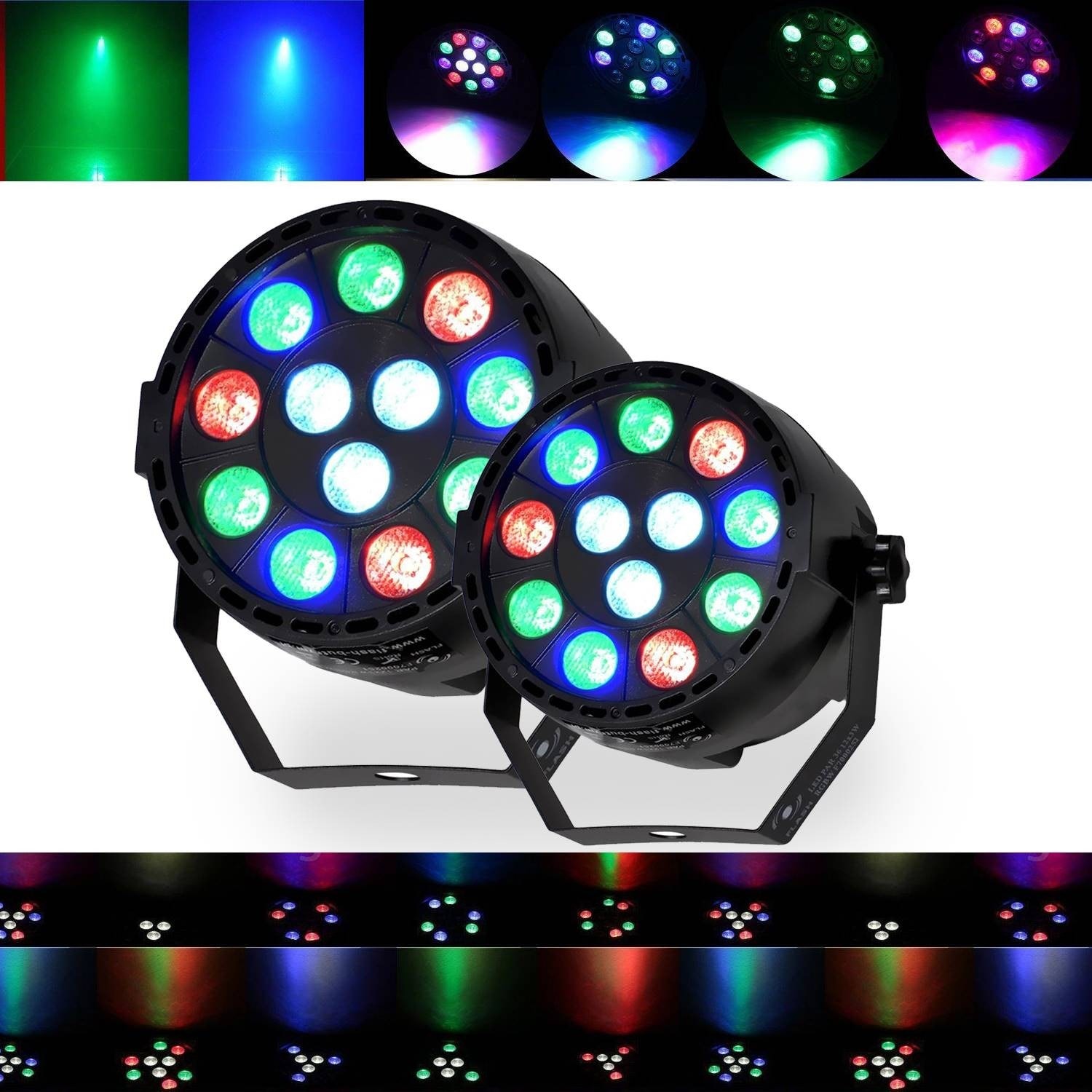 Jeux de lumières DJ LIGHT 2 PAR MINI à LEDs RGBW 12X3W DMX + étrier de  fixation FLASH
