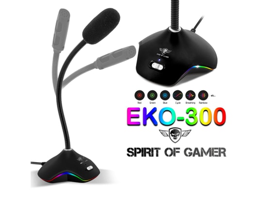 Spirit Of Gamer EKO300 Microphone gaming RGB omnidirectionnel avec bras  réglable et éclairage - Vente de Matériel, Mobilier & Accessoires  Informatiques