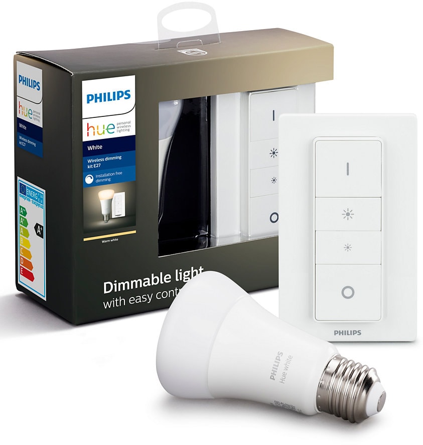 Kit de démarrage Philips Hue White : 3 ampoules E27 + pont + télécommande -  Ampoule connectée