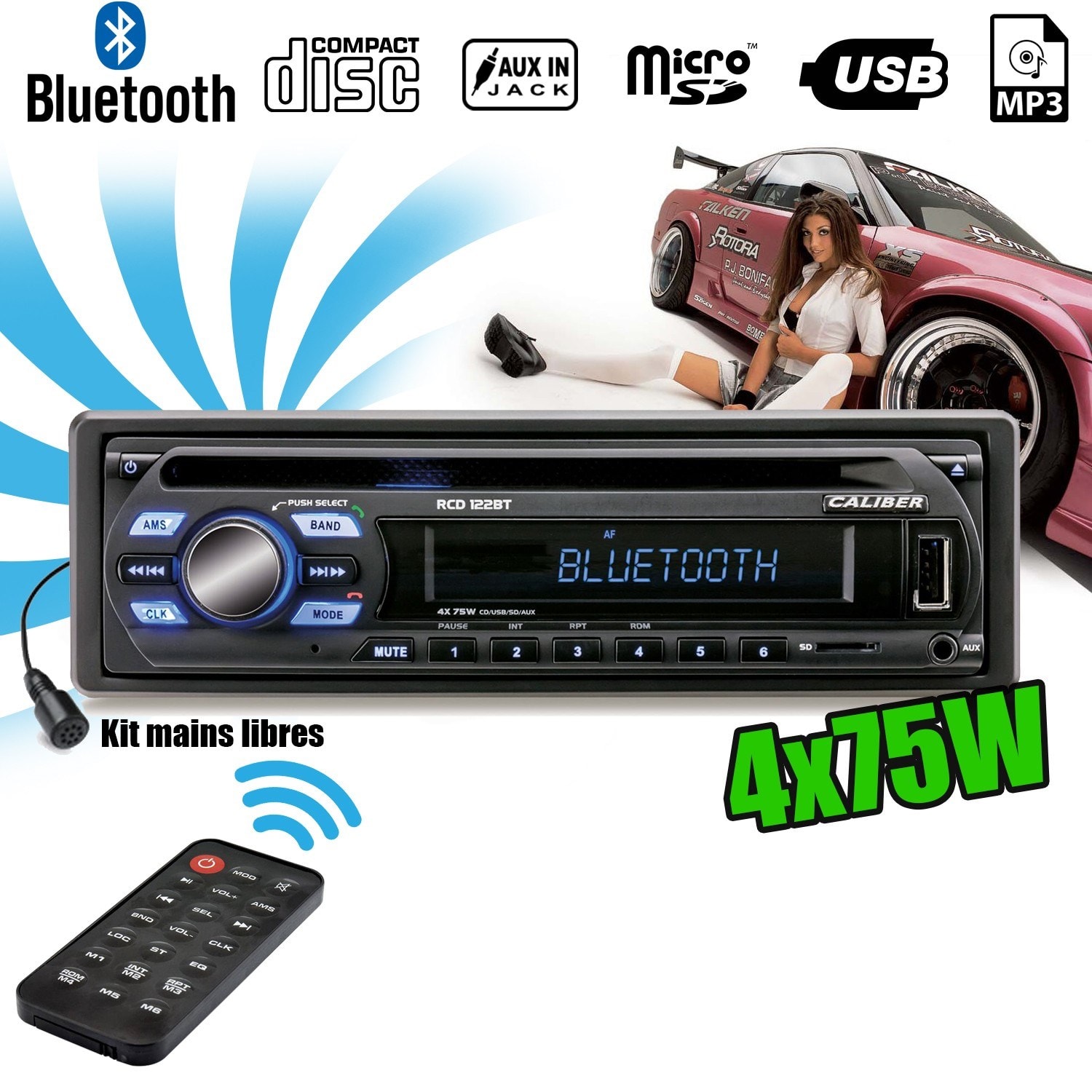 KIT Poste 1-DIN USB/Bluetooth Ford Ka de 1999 à 2008