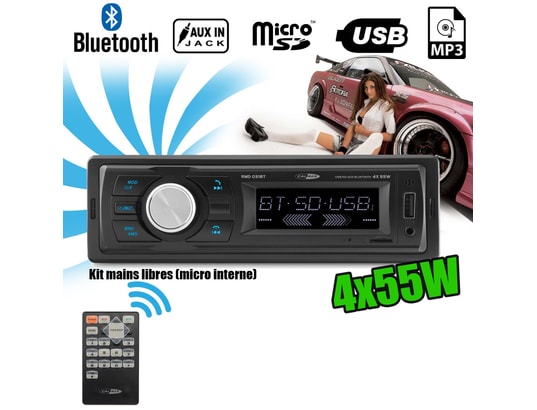 Autoradio Caliber RMD031BT 55W x 4 - Bluetooth - RDS/USB/SD/MP3/AUX/FM -  Télécommande CALIBER Pas Cher 