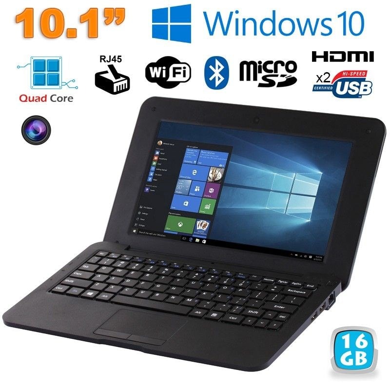 Notebook 10.1 Pouces Windows 10 Pro Mini Pc Portable 1go Ram Intel 16go Rom  Noir - Yonis YONIS Pas Cher 
