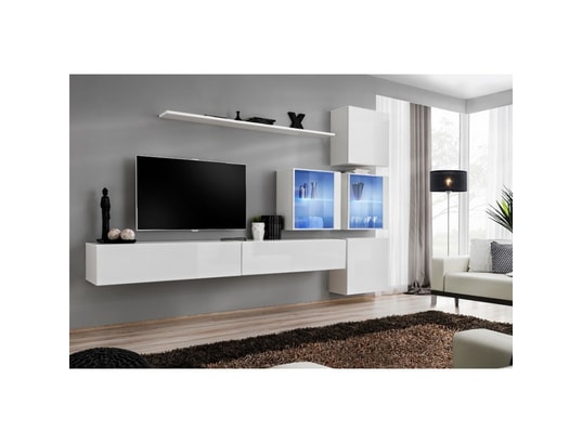 Ensemble Meuble Salon Mural Switch Xviii Design Coloris Blanc Brillant Price Factory