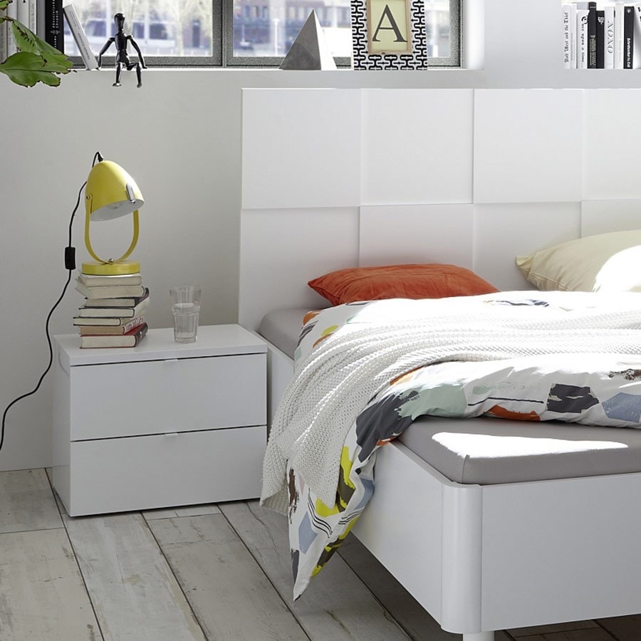 Chambre complète design blanc laqué TIAVANO lit 160 cm NOUVOMEUBLE Pas