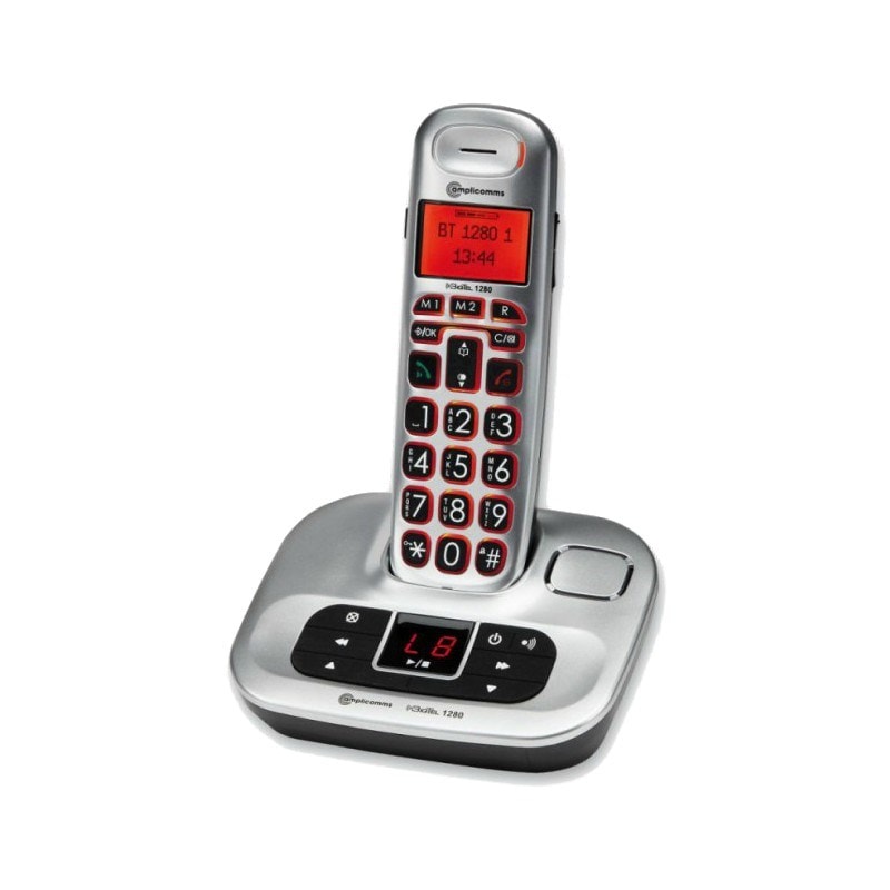 Amplicomms BigTel 1580 - Téléphone DECT à Grosses Touches - Son Amplifié +35dB, Répondeur, Blocage Appels - Pour Malentendants