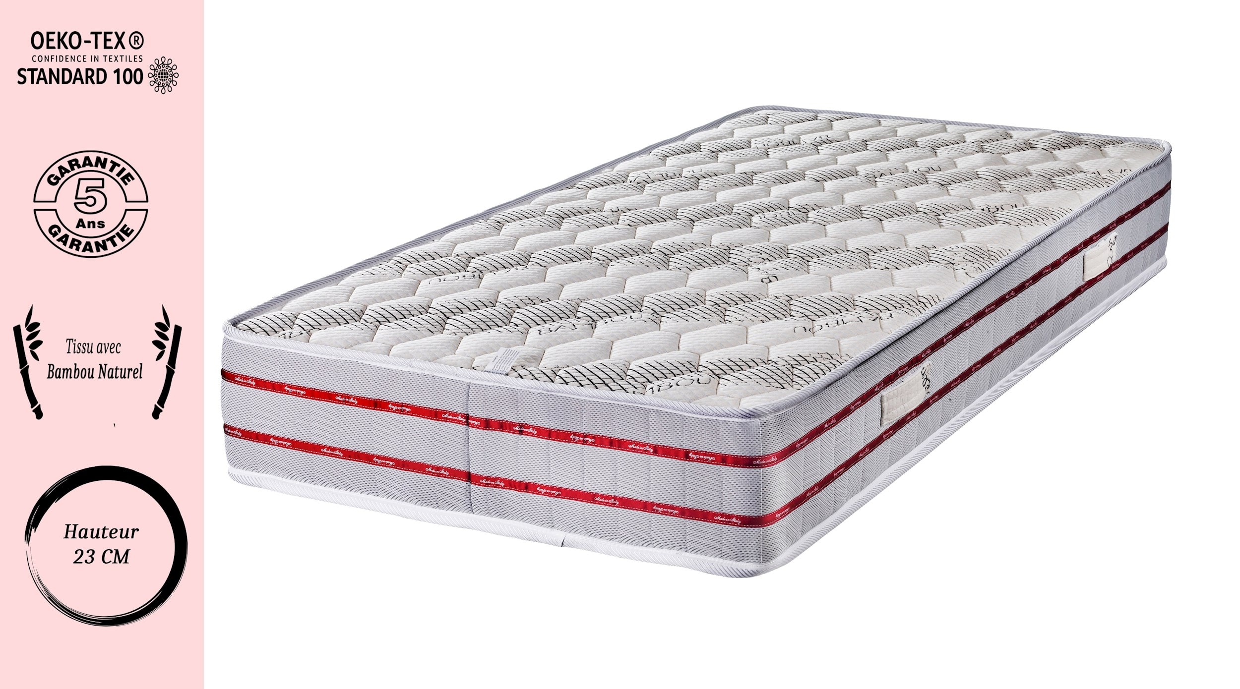 Matelas + Alèse 90x200 x 19 cm Très Ferme - Spécial Sommier