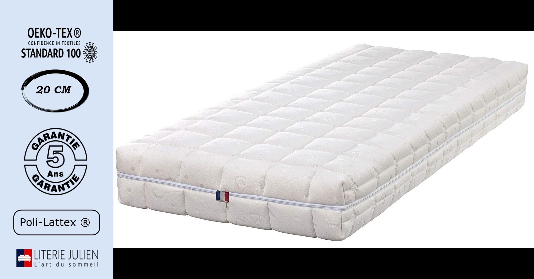 Matelas Orthopédique 20 Cm Ferme Literie Julien - Spécial Sommier Électrique - Déhoussable Et Lavable